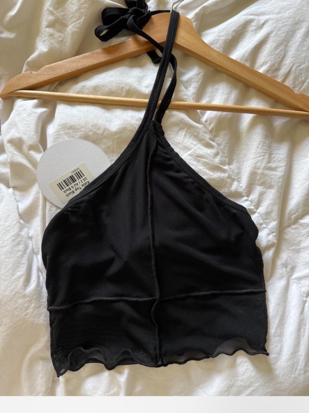 Princess Polly Black Asymmetric Halter Bandeau Top